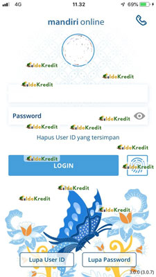 1. Silahkan login ke Mandiri Online menggunakan username dan password akun Mandiri Online