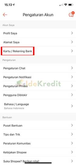 Pilih Kartu Rekening Bank