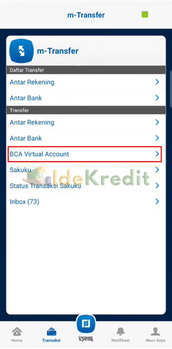 Pilih BCA Vitual Account